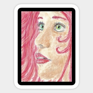 Woman's face red  hair watercolor painting Sticker